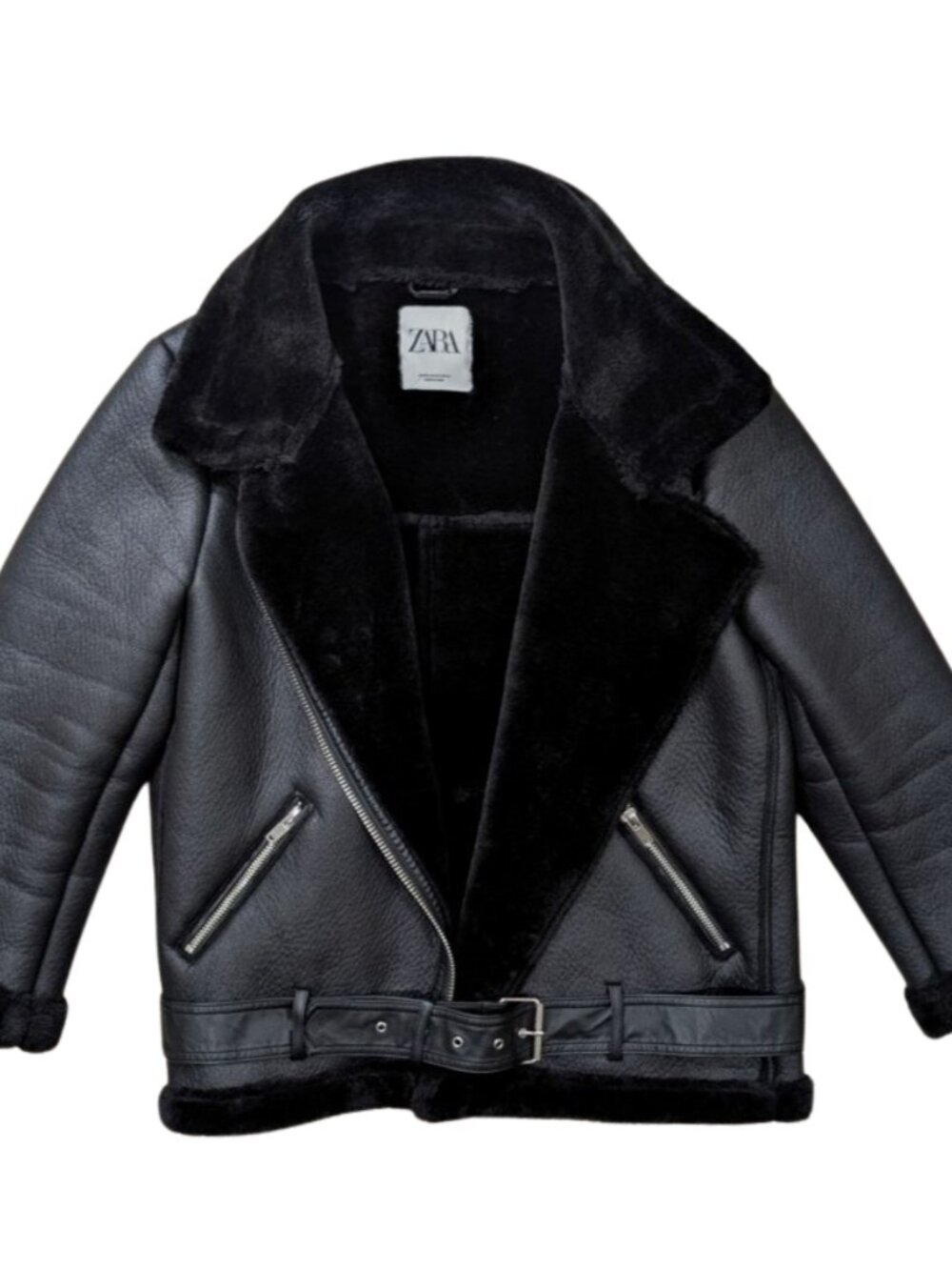 Zara Women’s XXL Double Faced Faux Leather Faux Fur Biker Jacket